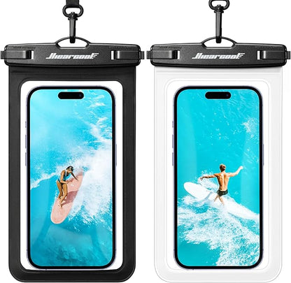 Hiearcool Universal Waterproof Phone Pouch,Underwater Dry Bag for iPhone 17 16 15 14 13 Pro Max XS Plus up to 8.3",IPX8 Cell Phone Case for Cruise Travel Essentials-Black&Clear-2Pack