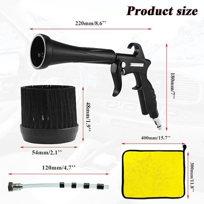 HANDY Tornado Car Cleaning Gun with Rubber Guard and Brass Adjustable Air Flow Nozzle Air Gun for Compressor Pneumatic Tool for Dust Cleaning Car Detailing | Adjustable brass nozzle Durable metal body Strong air blast power Universal quick connect Comp...