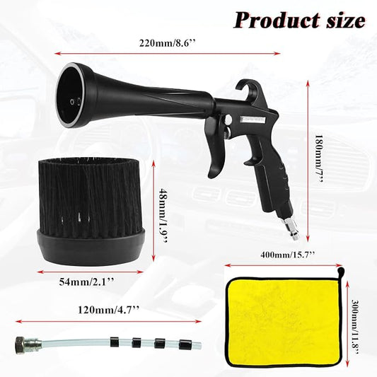 HANDY Tornado Car Cleaning Gun with Rubber Guard and Brass Adjustable Air Flow Nozzle Air Gun for Compressor Pneumatic Tool for Dust Cleaning Car Detailing | Adjustable brass nozzle Durable metal body Strong air blast power Universal quick connect Comp...