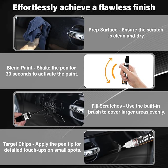 Touch Up Paint for Cars, 3-Pack - Pearl Black Car Scratch Repair Pen, Color Accurate Automotive Touch Up Paint, Long-Lasting Scratch Resistance, Fast-Drying & User-Friendly, Safe & Water-Resistant for Automotive & Household Touch-Ups