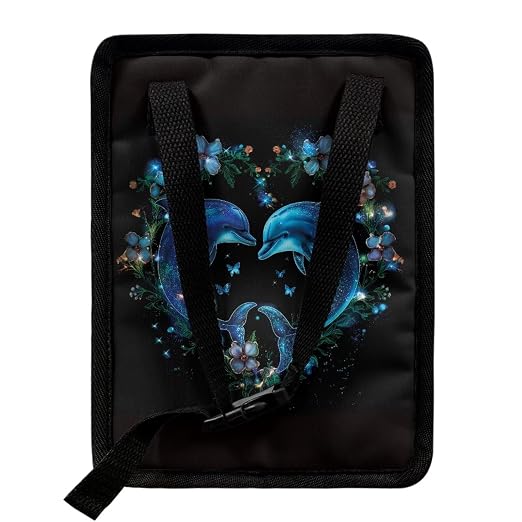Talayituse Dolphin Flower Heart Print Car Trash Can with Lid, Leak Proof Auto Trash Bag Hanging Vehicle Garbage Can Multipurpose Storage Container for Back Seat Road Trip
