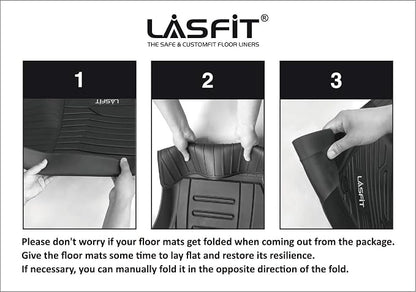 LASFIT Floor Mats Fit for Nissan Armada 2017-2018 / Infiniti QX56 2011-2013 / Infiniti QX80 2014-2018, All Weather TPE Custom Fit Easy Clean Durable No-Curling Floor Liners 1st & 2nd Row Car Mats