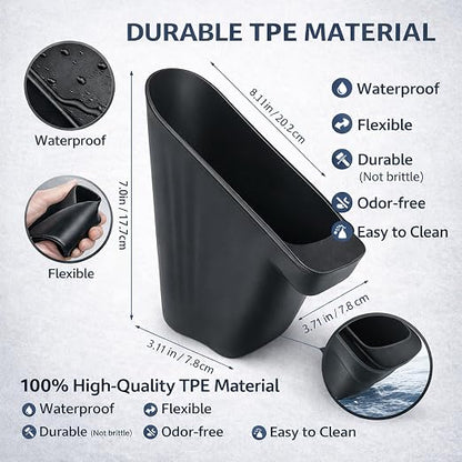 Front Door Trash Bin for Tesla Model Y Juniper 2025+, Side Door Portable Garbage & Storage Organizer, Hands-Free Toss Design, Waterproof Flexible TPE, Easy Clean, Interior Accessories, Black – 2 Pack