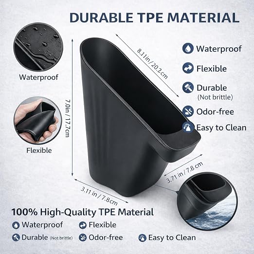 Front Door Trash Bin for Tesla Model Y Juniper 2025+, Side Door Portable Garbage & Storage Organizer, Hands-Free Toss Design, Waterproof Flexible TPE, Easy Clean, Interior Accessories, Black – 2 Pack