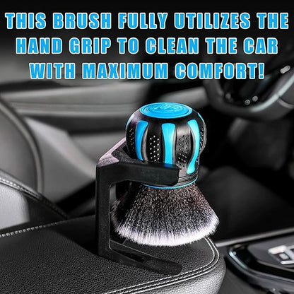 Ziciner Ultra Soft Detailing Brushes, Car XL Synthetic Brush Comes with Storage Rack, Auto Interior Dusting Brush Cleaning Tool Covers Large Area Inside or Outside Vehicles (Lake Blue)