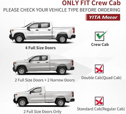 YITAMOTOR Drop Running Boards Compatible with Chevy Silverado/GMC Sierra 2019-2026 1500 Crew Cab, 2020-2026 Silverado/Sierra 2500HD 3500HD Crew Cab, Black Powder Coated Nerf Bars, Off-Road Side Steps