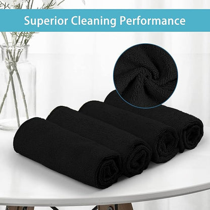 HOMEXCEL Black Microfiber Cleaning Cloth 400 Pack, Microfiber Towel for Cars, Lint Free, Scratch-Free, Highly Absorbent, and Cleaning Rags for House, Window and Glass, Cars, TV Screen 11.5 X11.5 inch