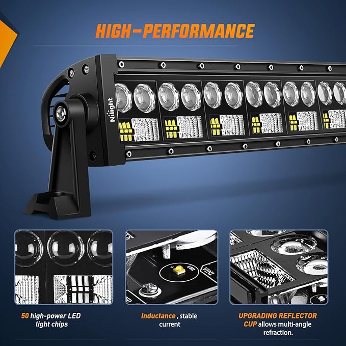 Nilight LED Light Bar 22Inch 150W 7D 15000LM Double Row Flood Spot Combo Off Road Driving Lights Super Bright for Truck Golf Cart SUV ATV UTV Boat