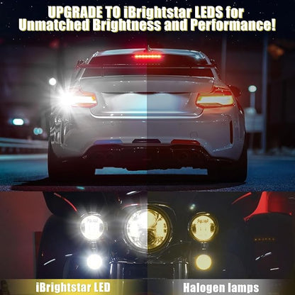 iBrightstar 1156 LED Bulb White, BA15S 1141 Camper Rv LED Lights Bulbs Super Bright for Back Up Reverse Lights Brake Tail Lights Turn Signal Lights, 2 Pack