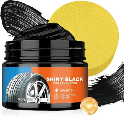Tire Coating Paste, Long Lasting Coating Effect, 50g, Car Tire Black Restoration Cream, Auto Cleaning Cream, Deep Cleaning Shine, for SUV Truck RV Auto Garage Workshop Use