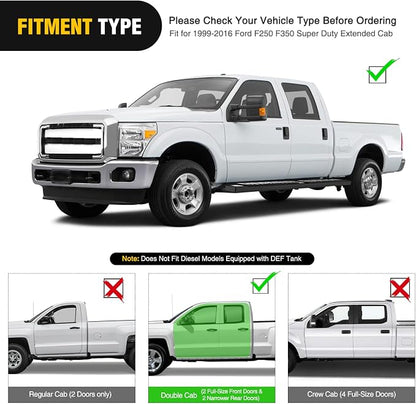 Nilight Running Boards for 1999-2016 Ford F250 F350 Super Duty/Extended Cab 2 Full-Size Door & 2 Half-Size Door 6 Inch Side Step Nerf Bars Stainless Steel Black