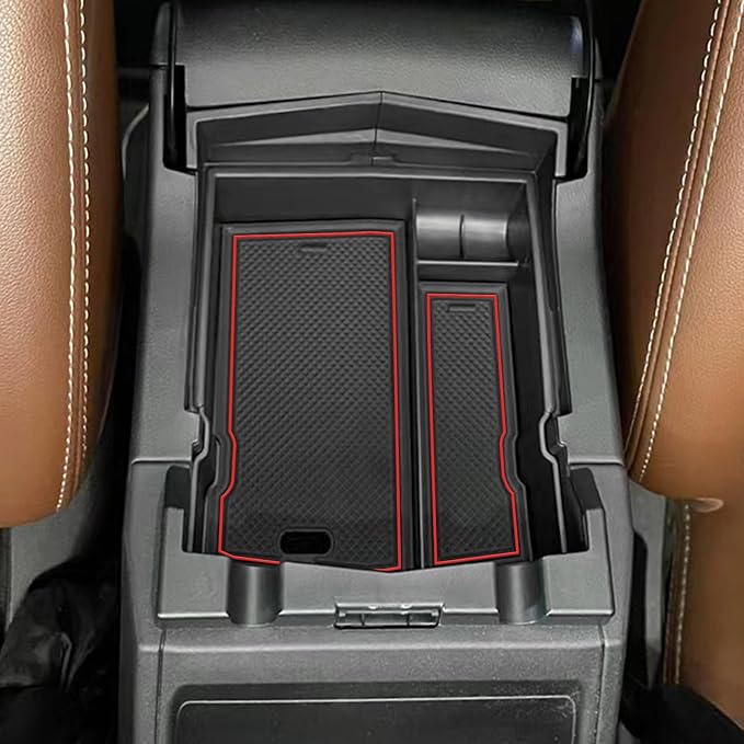 JKCOVER Upgraded Design Center Console Organizer Tray Compatible with Subaru Forester 2024 2023 2022 2021 2020 2019 Interior Armrest Insert Storage Box Easy Removal Accessories, Red Trim