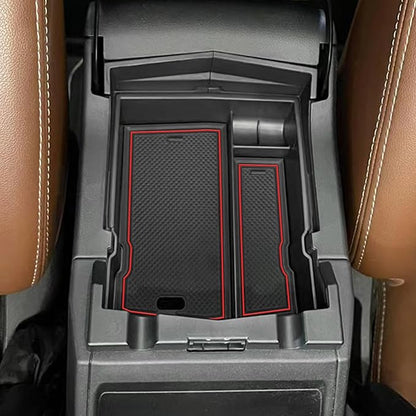 JKCOVER Upgraded Design Center Console Organizer Tray Compatible with Subaru Forester 2024 2023 2022 2021 2020 2019 Interior Armrest Insert Storage Box Easy Removal Accessories, Red Trim