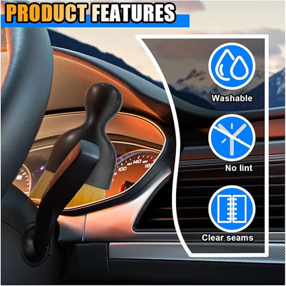 4PCS Car Interior Dust Brush, Soft Bristles Cleaning Brush Car Detailing Brush, Double Head Brush for Car Clean, Car Interior Crevice Brush for Cleaning Dashboard Panels Air Vent Leather (Yellow&Blue)