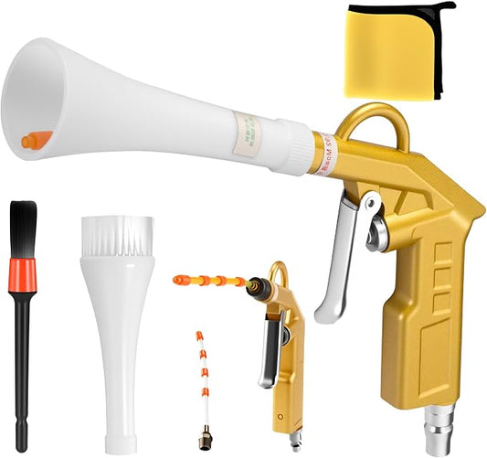 GOCCIDA Air Blow Gun Car Detailing Interior Car Cleaning Gun Car Dryer Air Blower for Car Detailing Air Gun Car Dust Cleaner Air Compressor Blower Gun with Nozzle and Auto Detailing Dusting Brush
