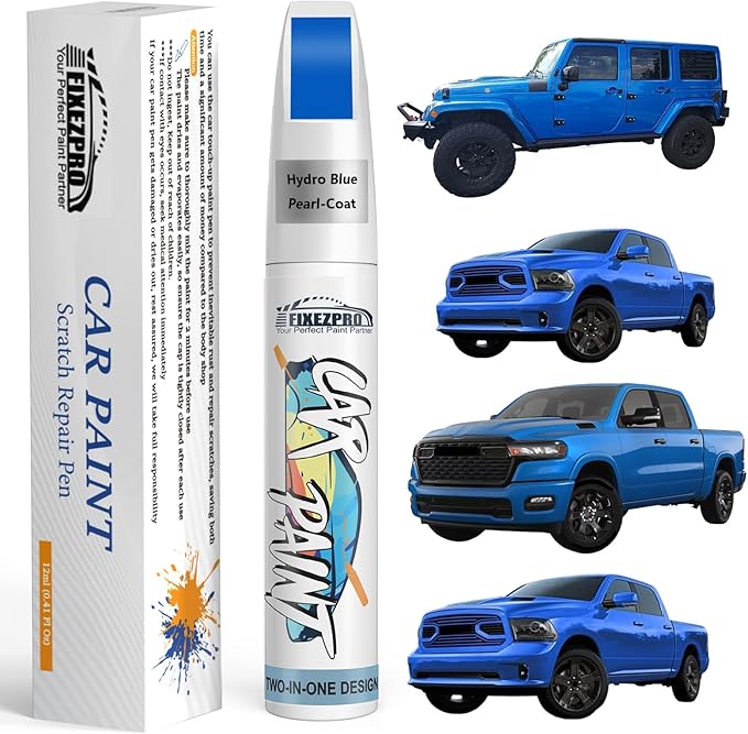 Hydro Blue Pearl-Coat(PBJ/MBJ) Touch Up Paint for Ram, Exact Color Match Car Paint Scratch Repair Remover Pen Kit Fix Vehicle Chips and Automotive Nicks Scuff