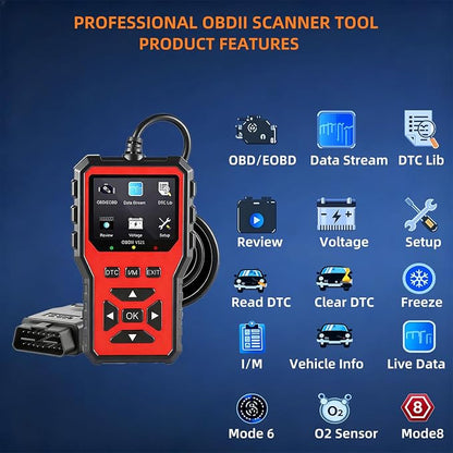 2026 Upgraded OBD2 Scanner Diagnostic Tool, Car Code Reader & Car Diagnostic Scanner, Check Engine Code Reader with Live Data, I/M, Mode 6/8, Battery Voltage, Read & Clear Error Codes (Blue)