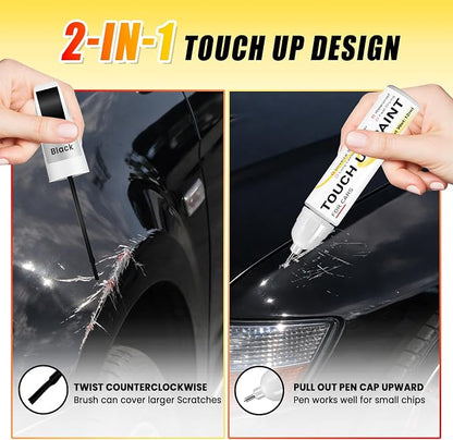 Gloss Black Touch Up Paint for cars, 2-in-1 Brush & Tip, 0.4 fl oz - Universal Car Scratch Repair Pen for Scratches & Scuffs, OEM Color Match, Quick-Dry & Long-Lasting