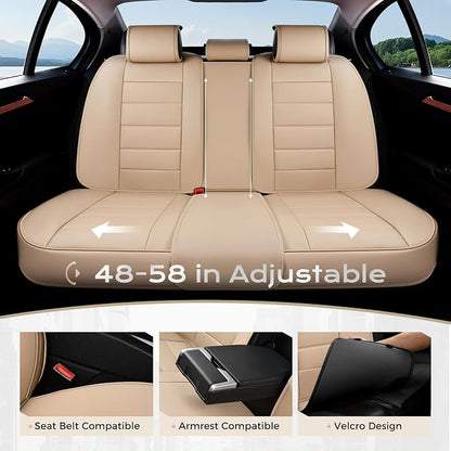 Coverado Car Seat Covers Full Set, Seat Covers for Cars, Front Seat Covers and Back Seat Cover Waterproof Leather Automotive Seat Cover, Universal Car Interior Protectors Cushion for Most Cars