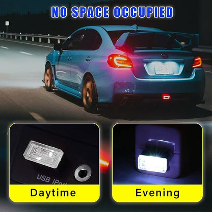 Augeny 4 PCS USB LED Car Interior Atmosphere Lamp, Plug-in USB Decor Night Light, Portable Auto Ambient Lighting Kit, Universal Vehicle Interior Accessories for Most Cars (White+Red+Blue+Ice Blue)