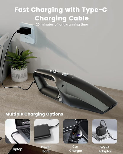 Handheld Vacuum Cordless, Car Vacuums Powerful with Rechargeable Battery, Portable Hand Held Vacuum Cordless with Washable HEPA Filter, Mini Vacuums Kit for Men and Women