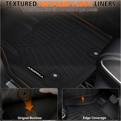 All Weather Car Floor Mats for Ford F250 F350 F450 2012-2016 Super Duty Crew Cab Without Manual Transfer Case Shifter, TPE Rubber Floor Liners Anti-Slip Automotive Mats for F250 F350 Accessories