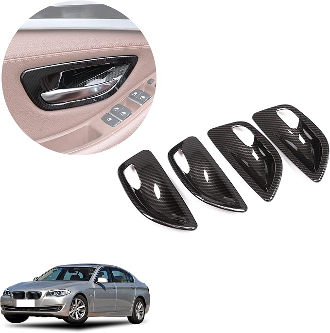 for BMW 5 Series F10 520 528 525 2011-2017 Carbon Fiber Style Car Interior Door Handle Bowl Cover Trim