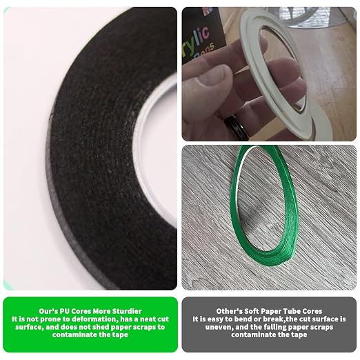 6 Rolls Pinstripe Tape Fine Line Masking Tape 1/16", 1/8", 1/4", 3/8",1/2", 3/4" - Thin Painters Automotive Paper Tape for DIY, Car, Auto, Paint, Art, Tumblers, Pottery, Model Building, Wall
