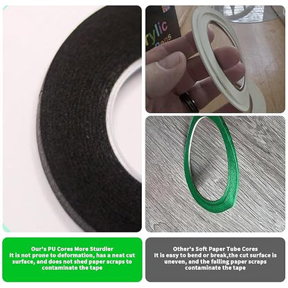 6 Rolls Pinstripe Tape Fine Line Masking Tape 1/16", 1/8", 1/4", 3/8",1/2", 3/4" - Thin Painters Automotive Paper Tape for DIY, Car, Auto, Paint, Art, Tumblers, Pottery, Model Building, Wall