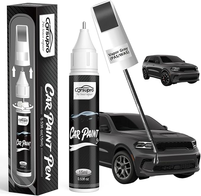 Vapor Gray(PAS/WAS) for Dodge Touch Up Paint Pen, 2 in 1 Car Scratch Remover with Pen Tip and Brush, Precise Color Match for Car Paint Scratch Repair, Quickly and Easily Fix Chips and Nicks