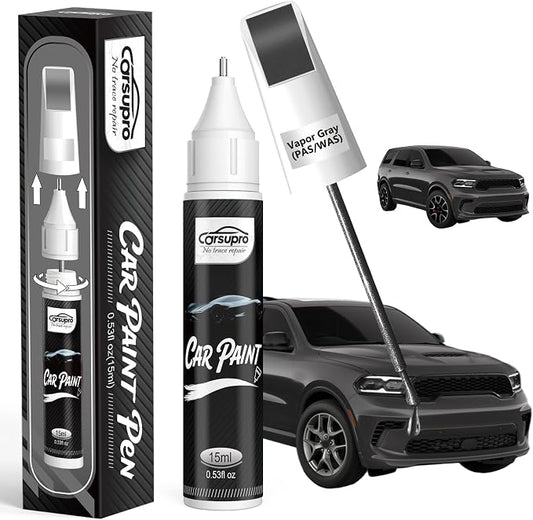 Vapor Gray(PAS/WAS) for Dodge Touch Up Paint Pen, 2 in 1 Car Scratch Remover with Pen Tip and Brush, Precise Color Match for Car Paint Scratch Repair, Quickly and Easily Fix Chips and Nicks