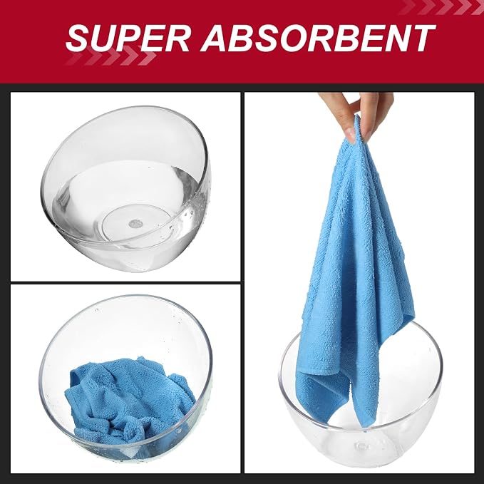Oudain 200 Pcs Microfiber Cleaning Cloth 16x16 Inch Microfiber Towels for Car Ultra Absorbent Cleaning Rags Reusable Lint Free Streak Free Detailing Towel for Car Washing Drying Dusting (Blue)
