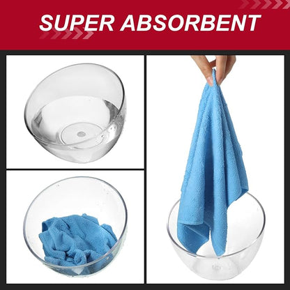 Oudain 200 Pcs Microfiber Cleaning Cloth 16x16 Inch Microfiber Towels for Car Ultra Absorbent Cleaning Rags Reusable Lint Free Streak Free Detailing Towel for Car Washing Drying Dusting (Blue)