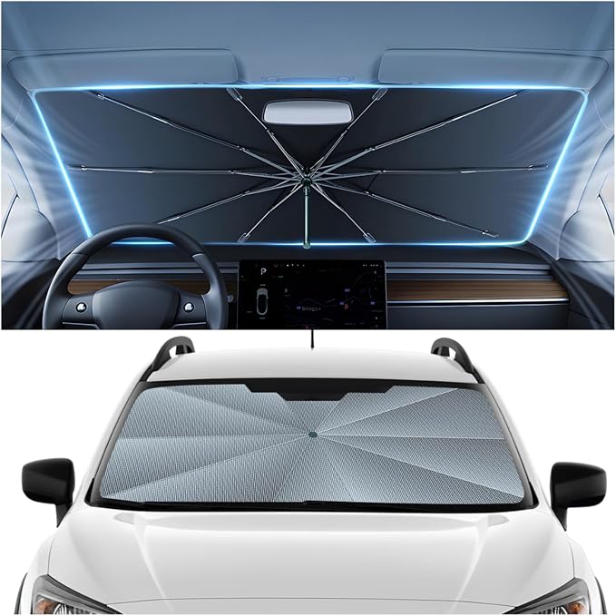 Autorder Windshield Sun Shade Umbrella for 2018-2024 Subaru Crosstrek Wagon Accessories,Upgraded Ice Crystal Material,Easy Setup Umbrella Sunshade for Car Windshield,100% Sun Blocking
