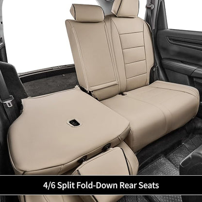 EKR CRV Seat Covers Custom Fit for Honda CRV 2023 2024 2025 2026 Leather Car Seat Cover Full Set for Trucks SUV,Waterproof Car Seat Cushion,Faux Leather (Beige)