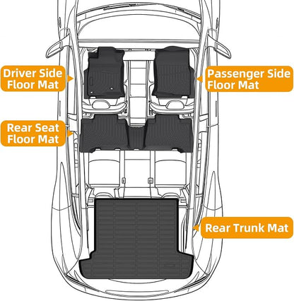 Floor Mats for Toyota 4Runner 2003-2009, NOT for with 3rd Row Seats, NOT for Sport, 4th gen 4runner Floor Mats for 4Runner SR5 | Limited, ONLY for 5 Seats, TPE Front & Rear Row & Cargo Liner