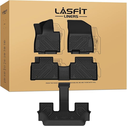 LASFIT Floor Mats for Kia Telluride 2027 (Only Fit Hybrid, Not Fit Gas), All Weather TPE Custom Fit Floor Liners 1st & 2nd & 3rd Row Car Mats Accessories, Black