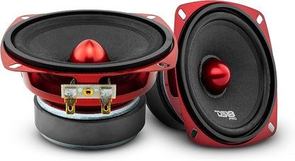 DS18 PRO-X4.4BM Loudspeaker - 4", Midrange, Red Aluminum Bullet, 200W Max, 100W RMS, 4 Ohms - Premium Quality Audio Door Speakers for Car or Truck Stereo Sound System (1 Speaker)
