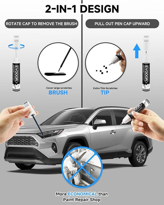 1D4 Pewter Metallic Touch Up Paint Compatible with Toyota Exact Match 2 in 1 Touch up Paint for Chips and Nicks Repair