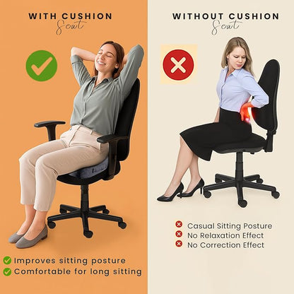 GRAND PITSTOP Memory Foam Seat Cushion for Office Chair Car & Home Orthopedic Tailbone & Sciatica Pain Relief Pad Ergonomic U-Shaped Design with Cooling Foam, Non Slip Base & Washable Cover