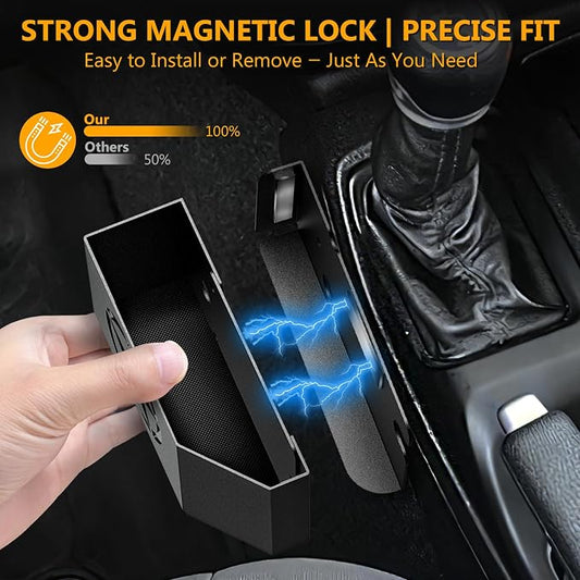 Upgrade Magnetic Metal Gear Shift Center Console Organizer for Jeep Wrangler Accessories and Jeep Gladiator JL JLU 2026 2025 2024-2018 Rubicon Sahara 4xe Storage Box Tray,Star Logo(Not for JK/JKU)