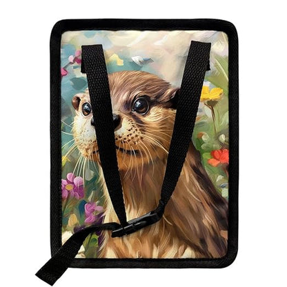 Talayituse Otter Daisy Print Car Trash Bin, Large Size Auto Trash Can Adjustable Portable Garbage Can with Lid, Vehicle Hanging Bag for Headrest Front Back Seat