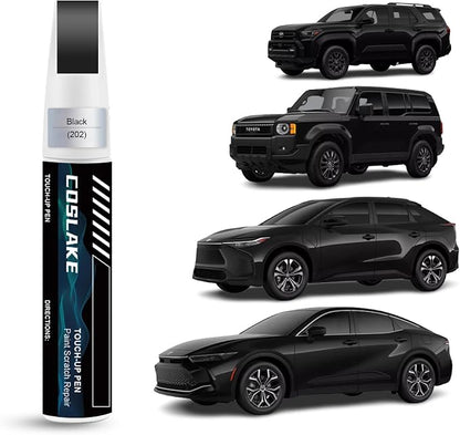 Car Touch Up Paint(Black(202)) for Toyota, Car Paint Scratch Repair Kit, Quick & Easy Solution to Repair, 2 in 1 Scratch Remover Pen with Color-Matched