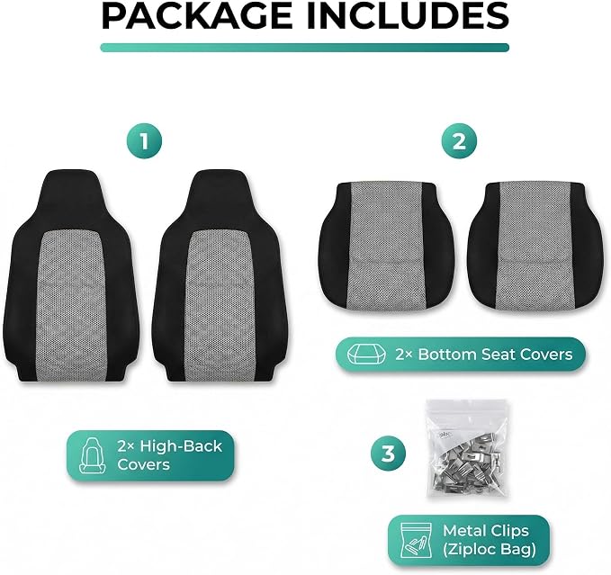 FH Group Automotive Front Car Seat Covers for SUV, Trucks, Sedan and More - Universal Fit Front High Back Design Interior Accessories - 3D Mesh Fabric Center Panel - Gray