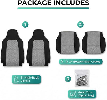 FH Group Automotive Front Car Seat Covers for SUV, Trucks, Sedan and More - Universal Fit Front High Back Design Interior Accessories - 3D Mesh Fabric Center Panel - Gray