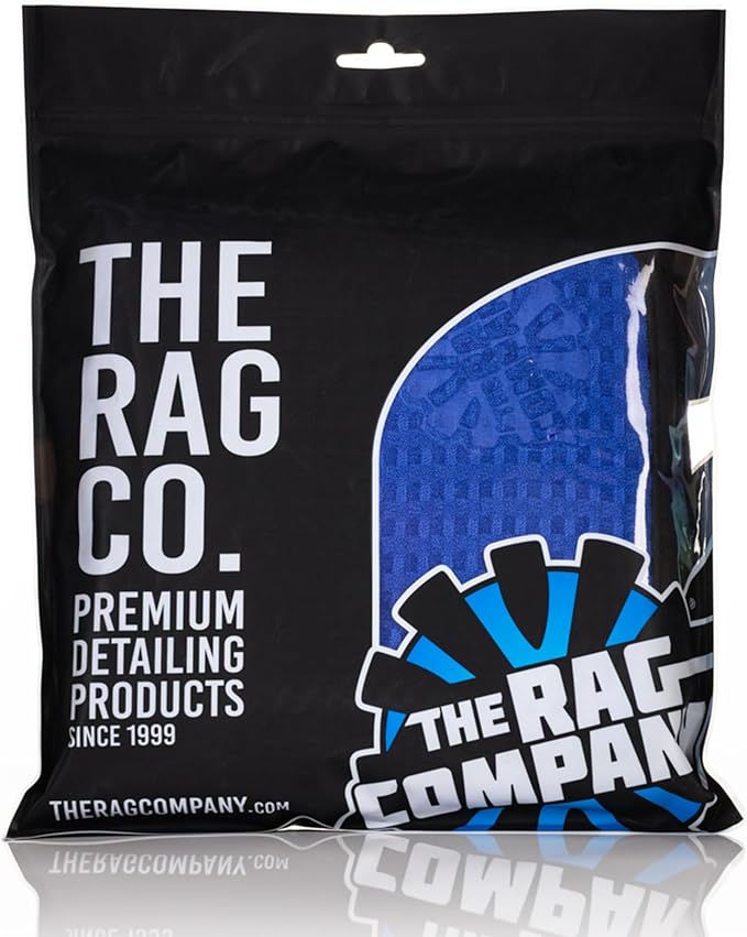 The Rag Company Dry Me A River, Professional Korean 70/30 Blend Microfiber Waffle-Weave Drying & Detailing Towels, Soft Suede Edges, 390 GSM, 16x24 Inches, Royal Blue, 3-Pack