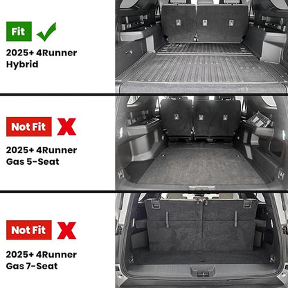 LASFIT Cargo Mat & Backrest Mats for Toyota 2025-2026 4Runner (Only Fit Hybrid, Not Fit Gas), All Weather TPE Custom Fit Easy Clean Trunk Mat for 4 Runner 2025 2026 6th gen Hybrid Trunk Mat, Black
