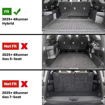 LASFIT Floor Mats for Toyota 4Runner 2025 (Only fit Hybrid) wtih Trunk mat&backrest mat, All Weather TPE Custom Fit Floor Liner for 4 Runner TRD/Limited/Platium 6th gen Front&Rear Car Mats, Black