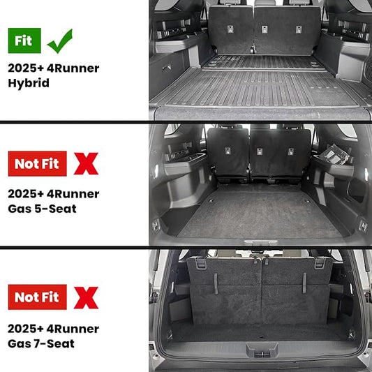 LASFIT Floor Mats for Toyota 4Runner 2025 (Only fit Hybrid) wtih Trunk mat&backrest mat, All Weather TPE Custom Fit Floor Liner for 4 Runner TRD/Limited/Platium 6th gen Front&Rear Car Mats, Black