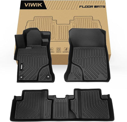 VIWIK Floor Mats for Honda Civic 2012 2013 2014 2015, Custom Fit All Weather TPE Floor Liners for Honda Civic 2012-2015 1st and 2nd Row, Automotive Car Mats, Black